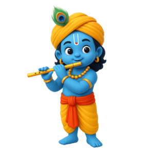 Transparent Shree Krishna Janmashtami PNG featuring Lord Krishna with flute in HD.