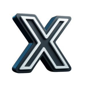 3D Twitter X logo in transparent PNG format