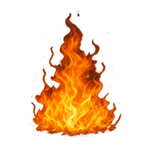 Transparent PNG of realistic fire flames isolated on background.