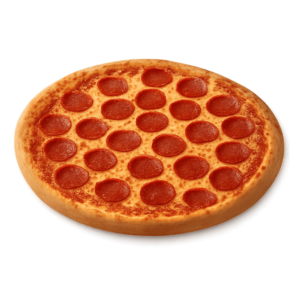 Transparent PNG of a delicious pizza with melted cheese and toppings.