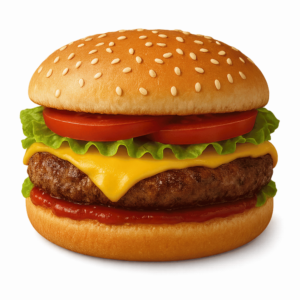 Transparent PNG of a realistic tasty burger.