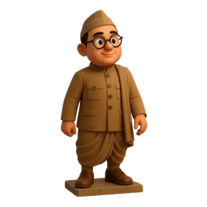 3D illustration of Netaji Subhas Chandra Bose isolated on a transparent background.