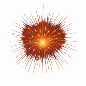 Colorful fireworks bursting in the sky, isolated on a transparent background.