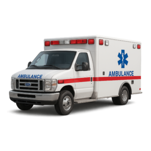 Transparent PNG of an ambulance emergency vehicle.
