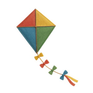 Transparent vector PNG of a colorful kite illustration.