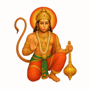Transparent PNG of Lord Hanuman in devotional artwork.