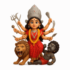 3D Cute Maa Durga PNG with transparent background for Durga Puja.