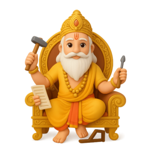 3D transparent PNG of Lord Vishwakarma Thakur in divine form.