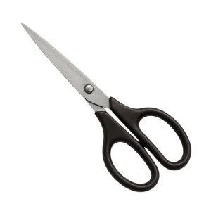 Transparent PNG of a realistic pair of scissors suitable for craft, office, DIY, and digital design projects.