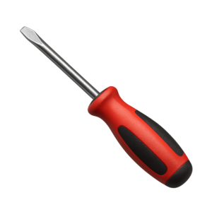 Transparent PNG of a realistic flathead screwdriver suitable for construction, repair, and DIY design projects.