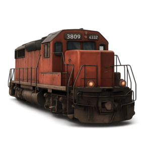 Train Engine PNG transparent image of locomotive for transport, railway, and creative design projects