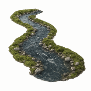 River PNG transparent high-quality image of flowing water for nature and landscape designs