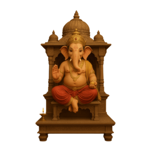 Ganesh Thakur in Singhasan PNG transparent image of Lord Ganesha sitting on throne
