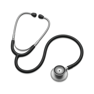 Transparent PNG of a realistic stethoscope suitable for medical, healthcare, and doctor-related design projects.