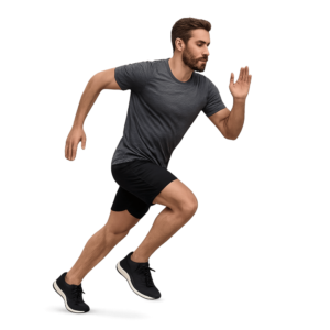 Running Man PNG transparent image of athlete or jogger for sports, fitness, and creative design projects