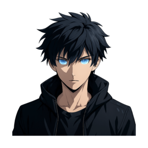 Transparent PNG of a stylish anime boy character in Japanese anime art style.