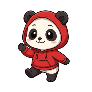 Transparent PNG of a cute chibi-style anime panda wearing a hoodie in an adorable pose.