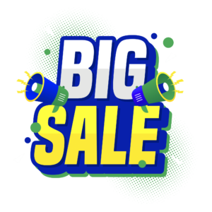 Transparent PNG of a bold and colorful big sale banner, perfect for eCommerce, marketing, and promotional design projects.