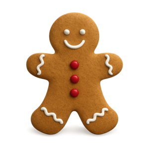 Transparent PNG of a cute gingerbread man cookie decorated with icing.