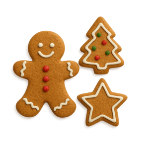 Transparent PNG of Christmas cookies decorated with festive icing in high resolution.