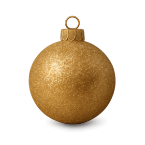 Transparent PNG of a 3D gold glitter Christmas decoration with sparkling festive effects.