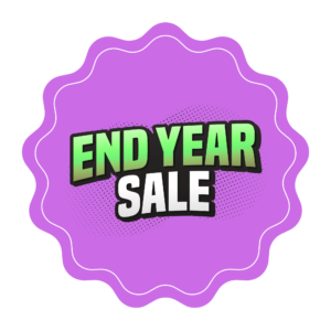 Transparent PNG of an “End Year Sale” promotional text design highlighting year-end discounts and limited-time offers.