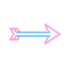 Neon outline arrow PNG transparent glowing neon line