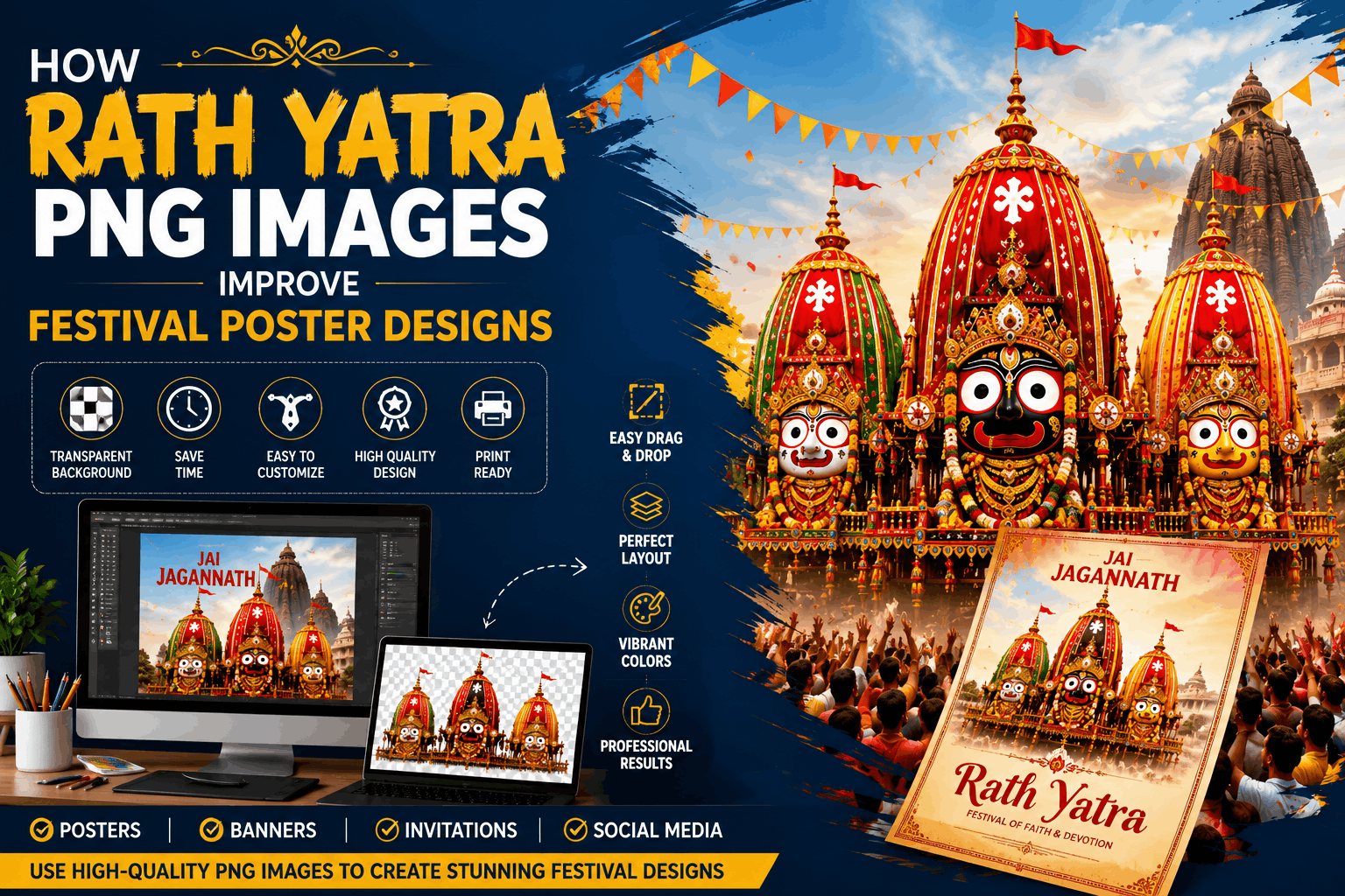 How Rath Yatra PNG Images Improve Festival Poster Designs
