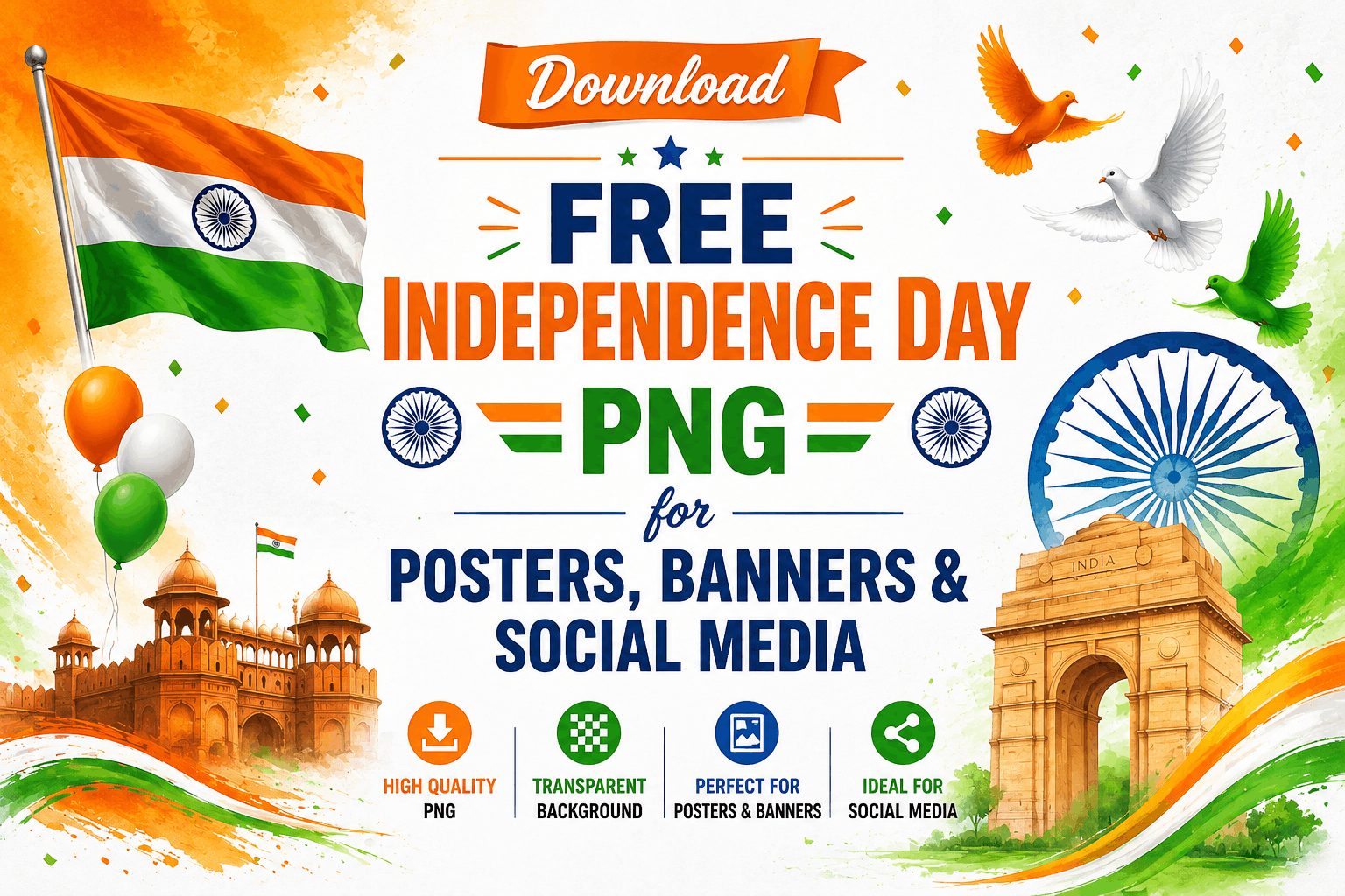 Download Free Independence Day PNG for Posters, Banners & Social Media