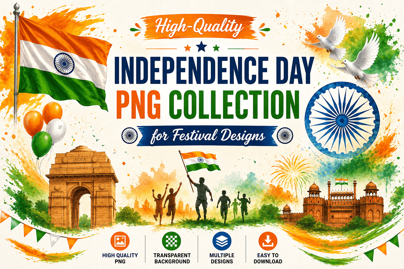 High-Quality Independence Day PNG Collection for Festival Designs