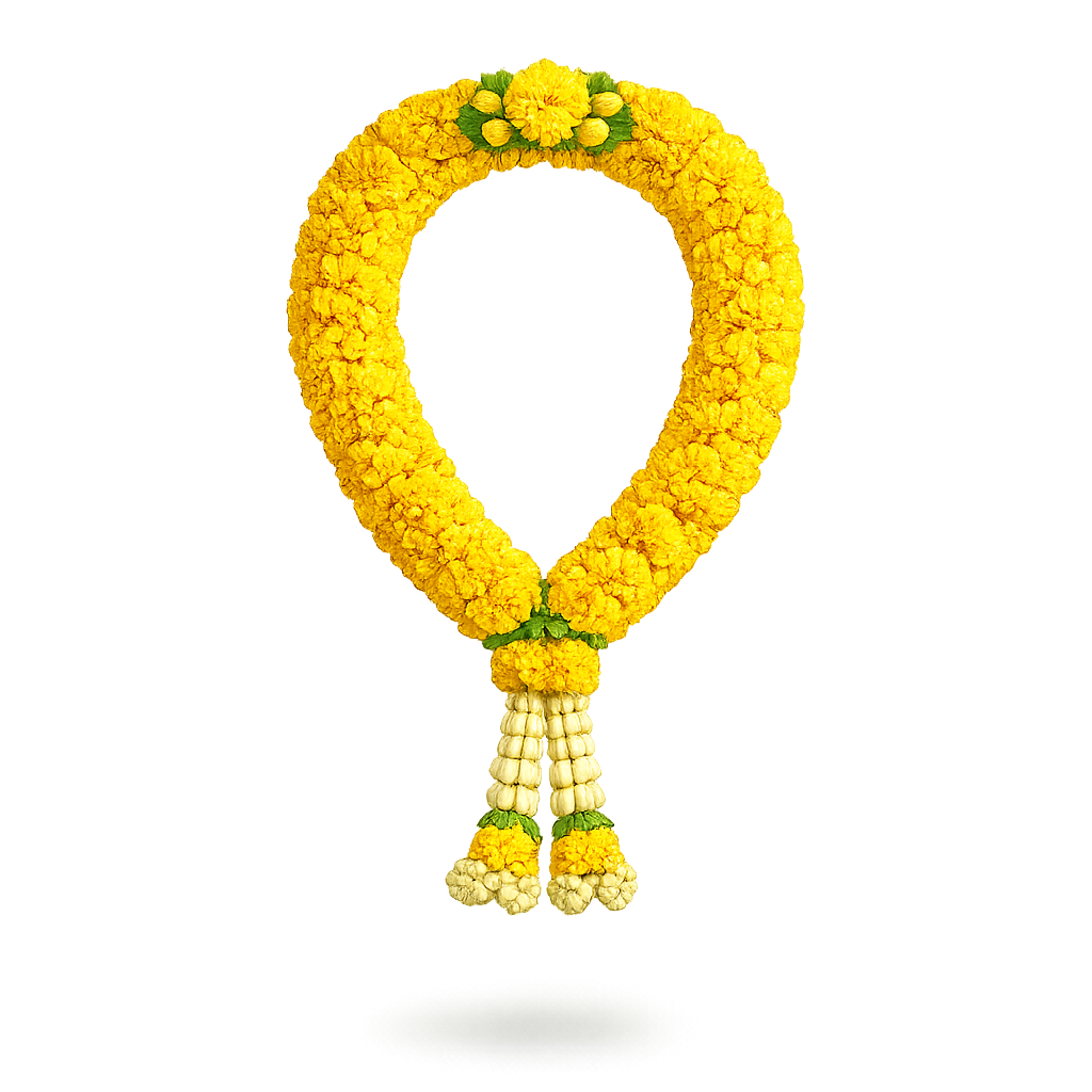 Marigold Garland with Elegant Tassels PNG