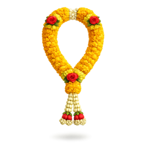 Marigold Mala with Rose Tassels PNG