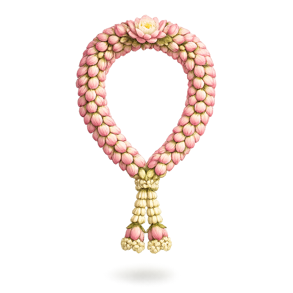 Pink Lotus Garland with Tassels PNG