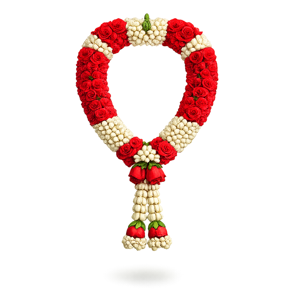Red Rose and Jasmine Garland PNG