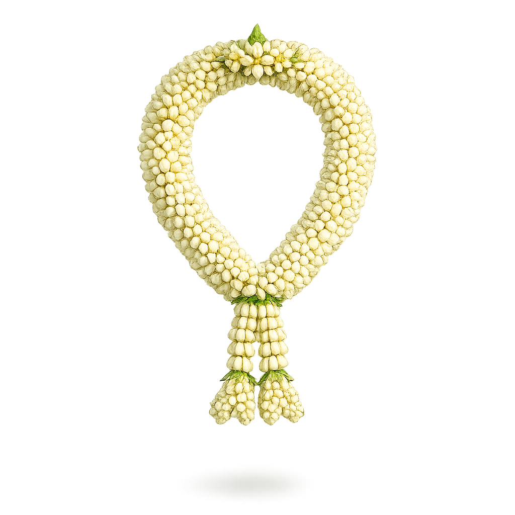 Traditional Jasmine Garland with Tassels PNG