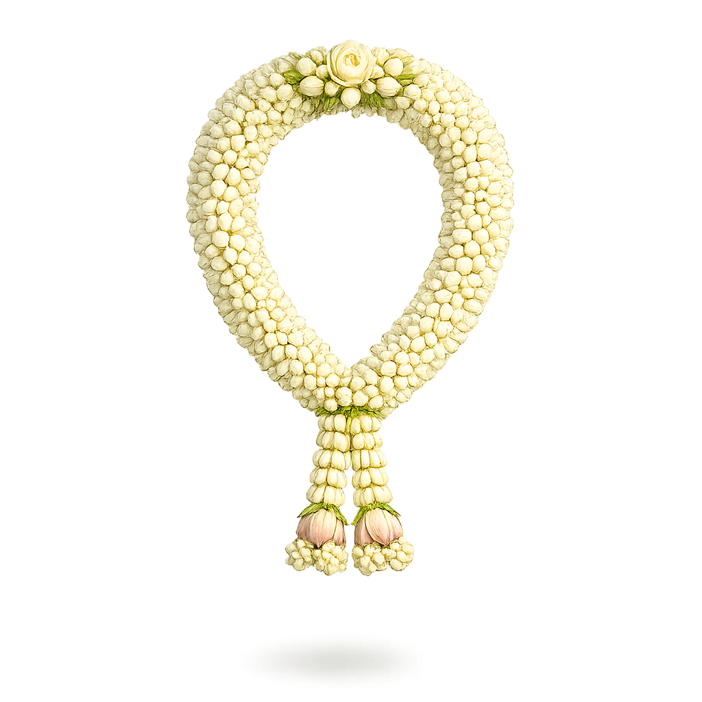 White Jasmine Garland with Tassels
