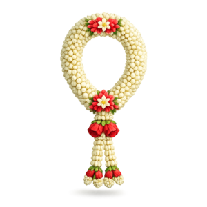 White Jasmine and Red Rose Garland PNG
