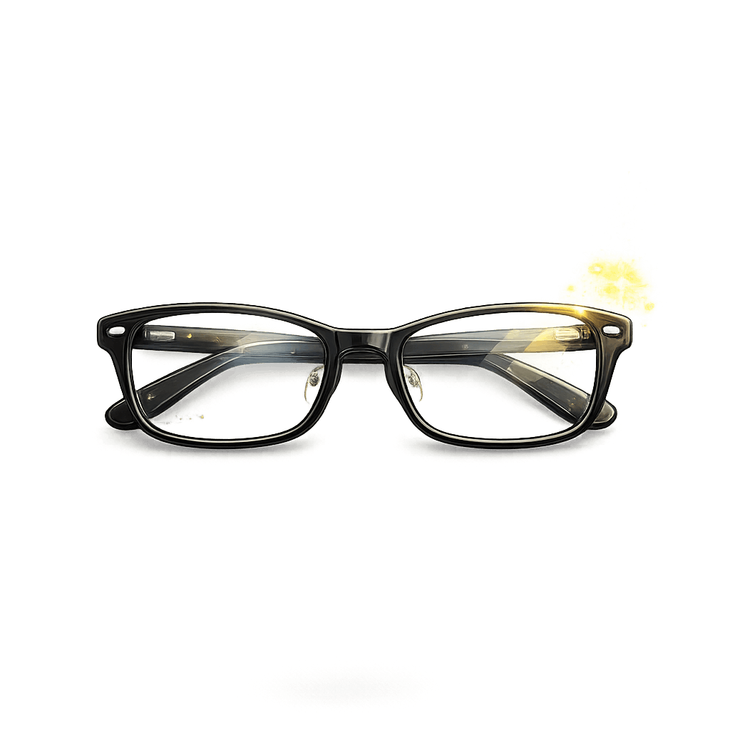 Black Glasses with Golden Sparkles PNG