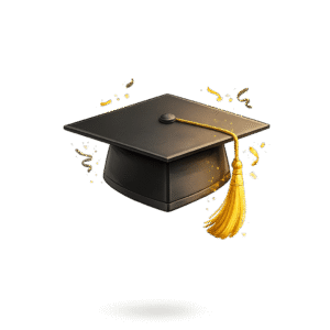 Black Graduation Cap with Golden Tassel PNG