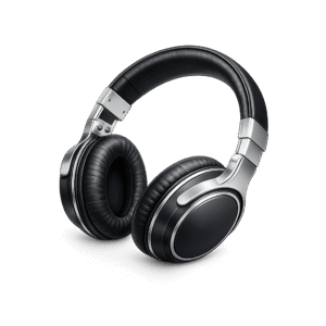Black and Silver Over-Ear Headphones PNG