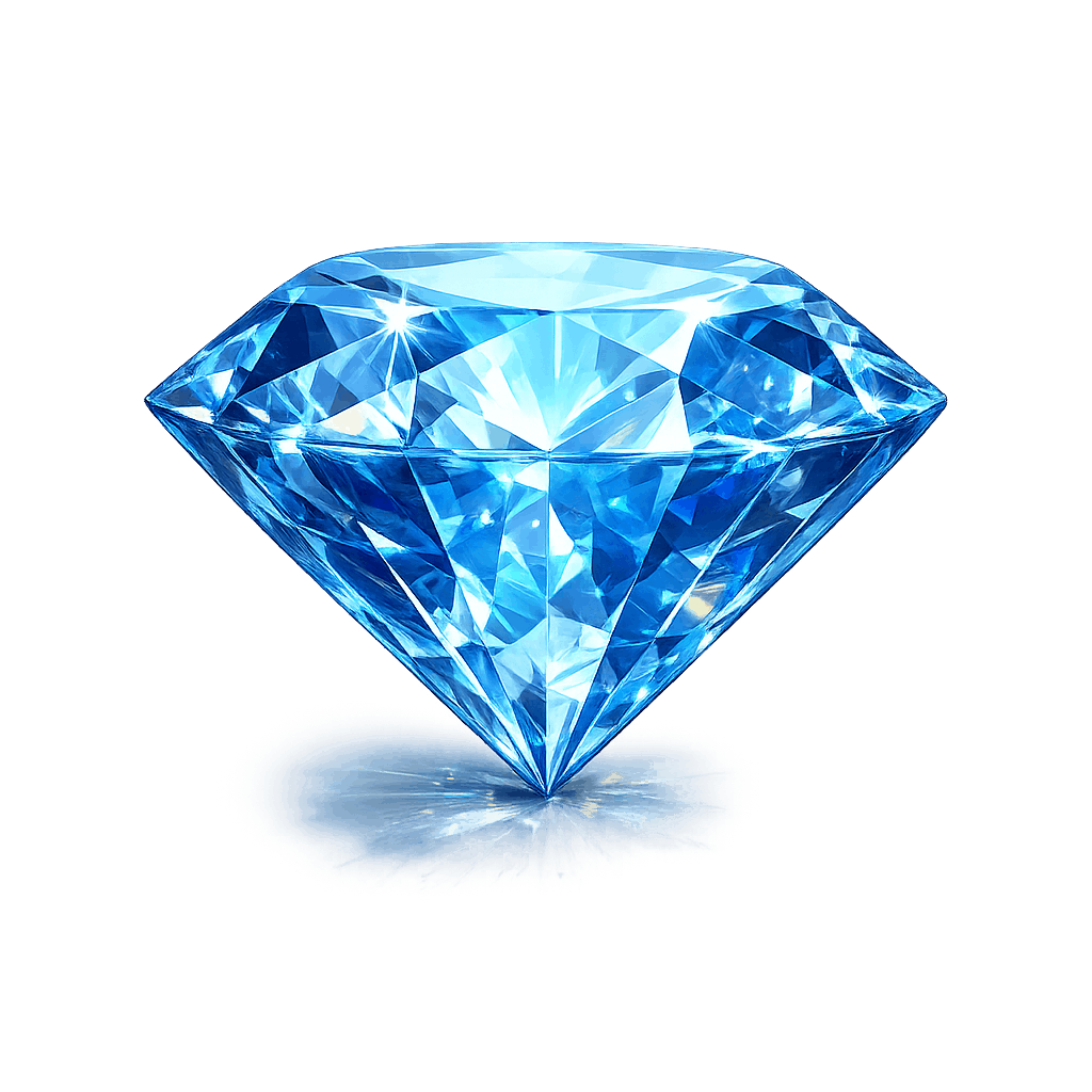 Blue Diamond with Prismatic Sparkles PNG