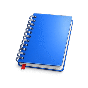 Blue Spiral Notebook with Red Bookmark PNG