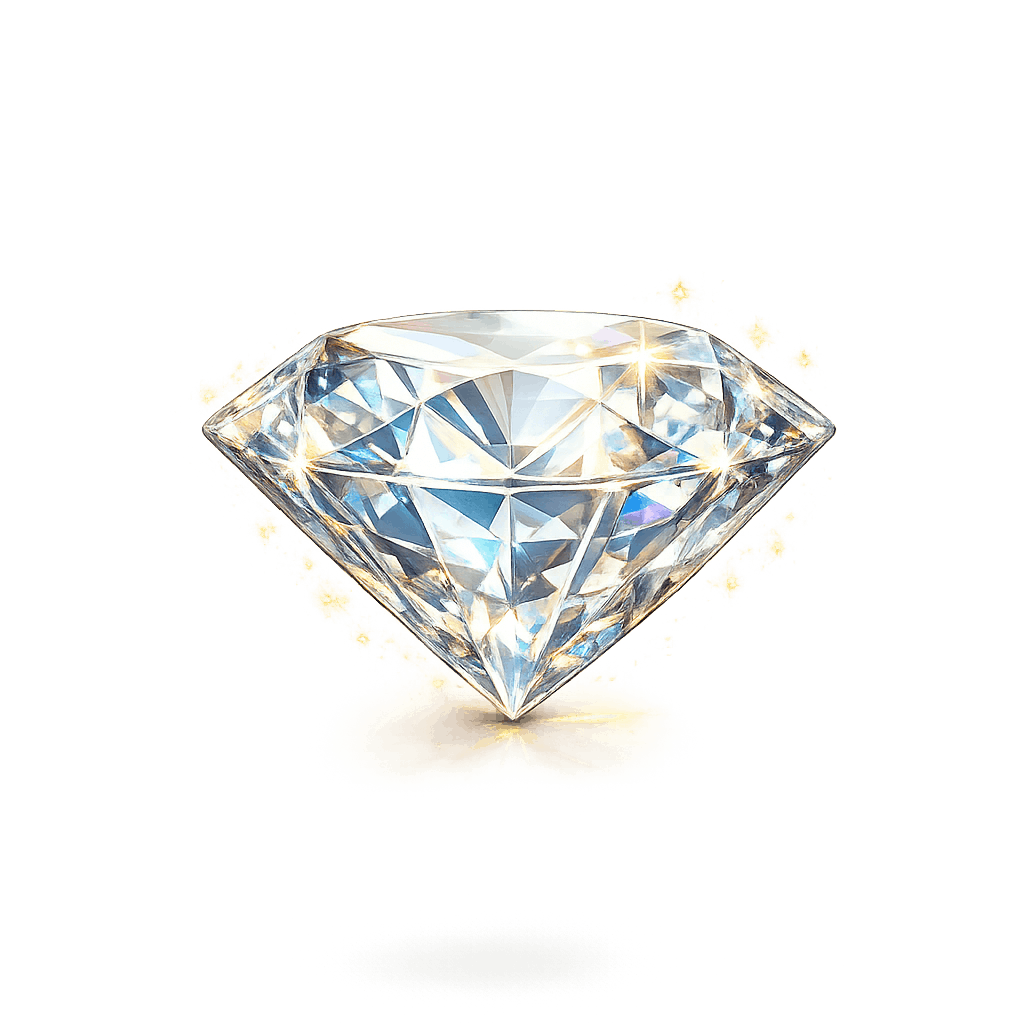 Brilliant Rainbow Diamond with Golden Sparkles PNG