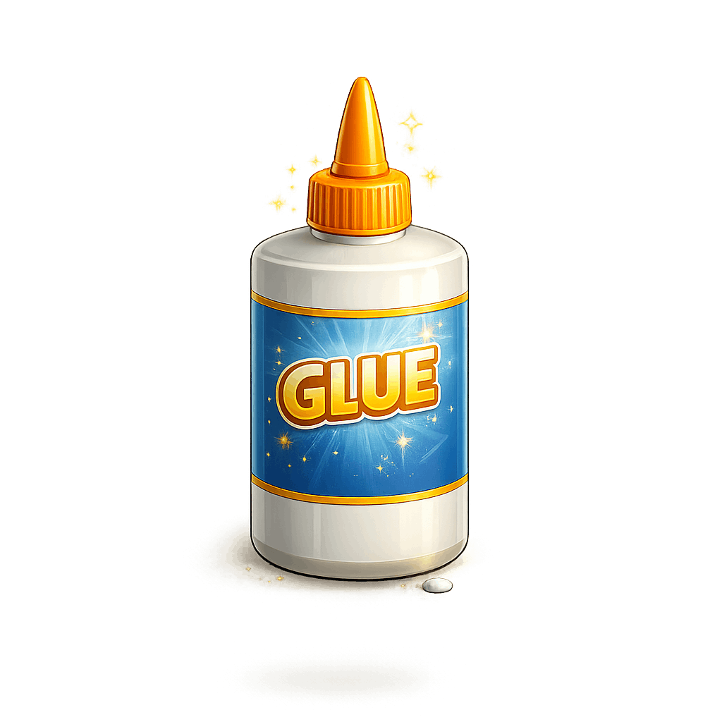 Gilded Glue Bottle with Sparkling Drip PNG