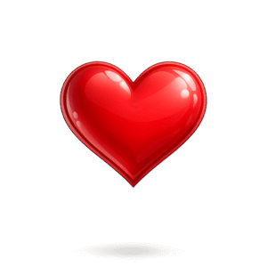 Glossy Red Heart with Soft Shadow PNG