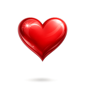 Glossy Red Heart with Sparkles PNG