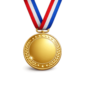 Gold Medal with Patriotic Ribbon PNG
