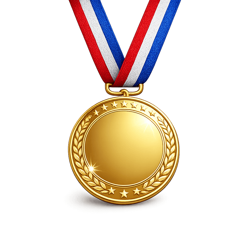 Gold Medal with Patriotic Ribbon PNG