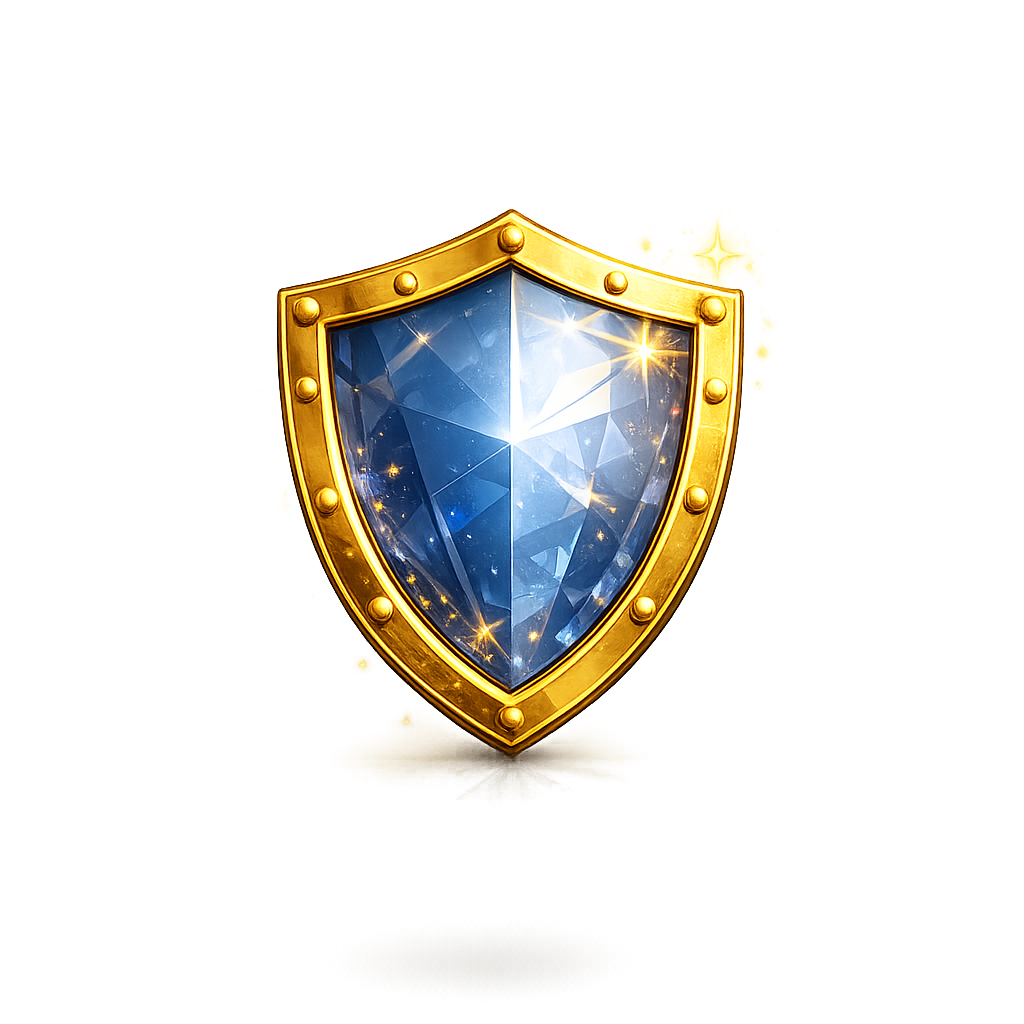 Golden Blue Knight Shield PNG