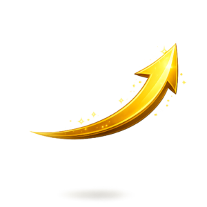 Golden Curved Arrow with Sparkles PNG